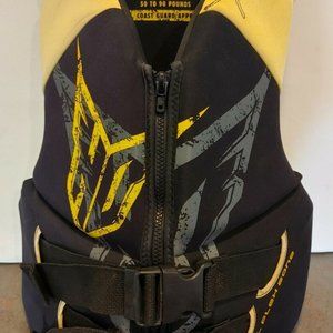 HO Sports Youth Life Jacket Vest 50 to 90 lbs. Black Yellow Type III PFD USCG